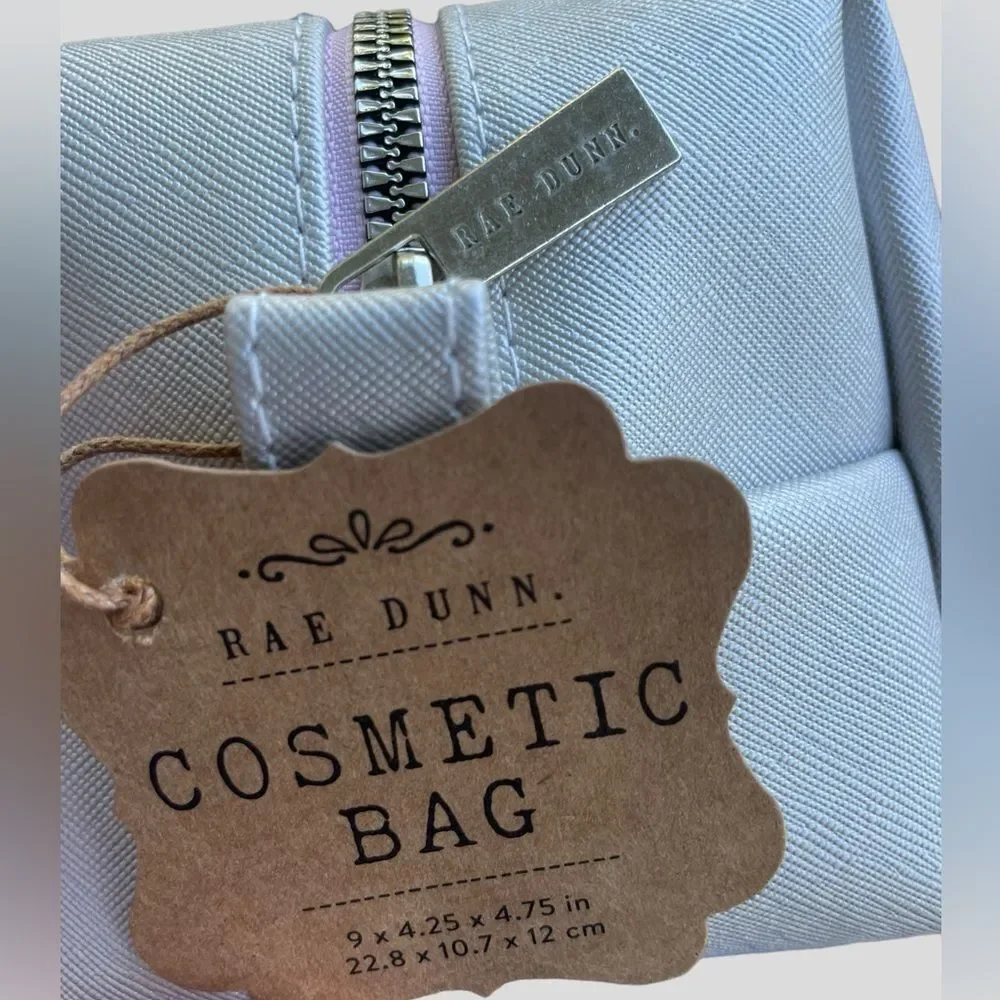 Rae Dunn Beauty Bag Metallic Pink Zip Cosmetic Travel Case NWT